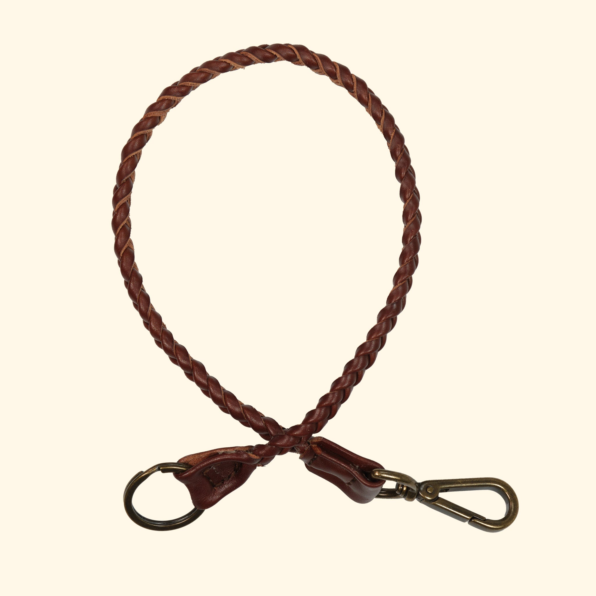 Braided Leather Lanyard, Dunkelbraun