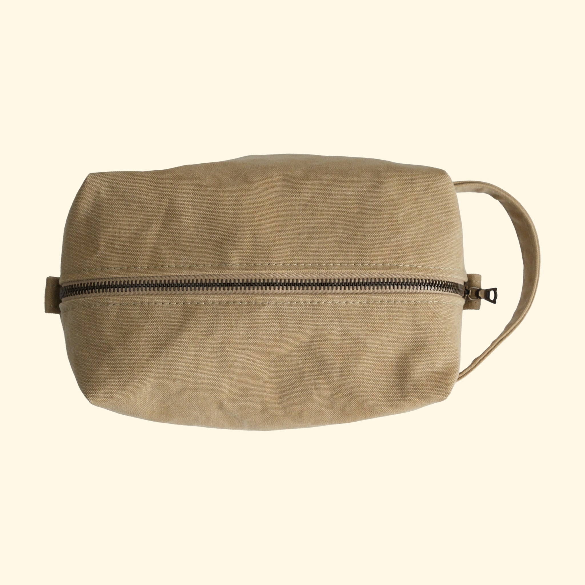 Canvas Dopp Kit No.1, sand, Ansicht von oben mit RIRI-Reissverschluss