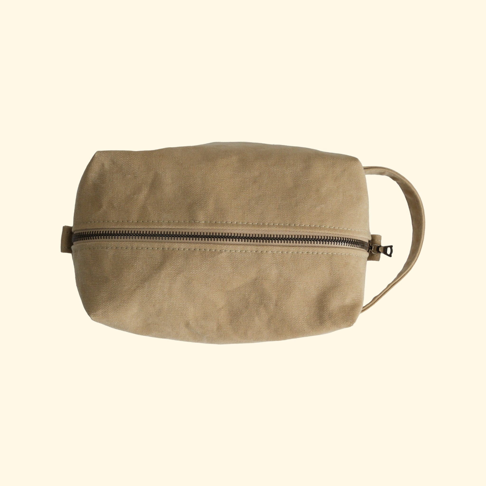 Canvas Dopp Kit No.1, sand, Ansicht von oben mit RIRI-Reissverschluss
