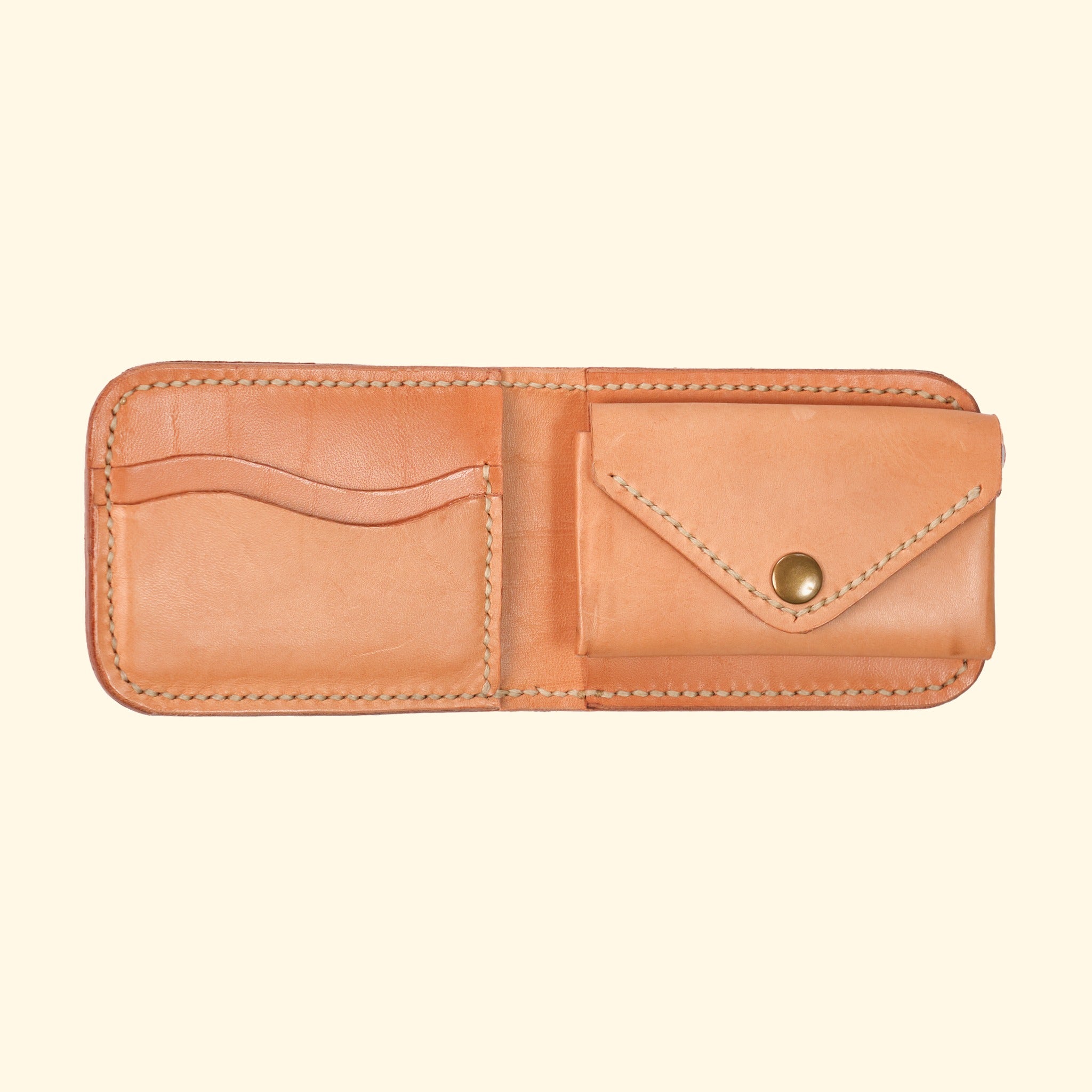 Bifold Coin Wallet, nature, offen mit Münzfach