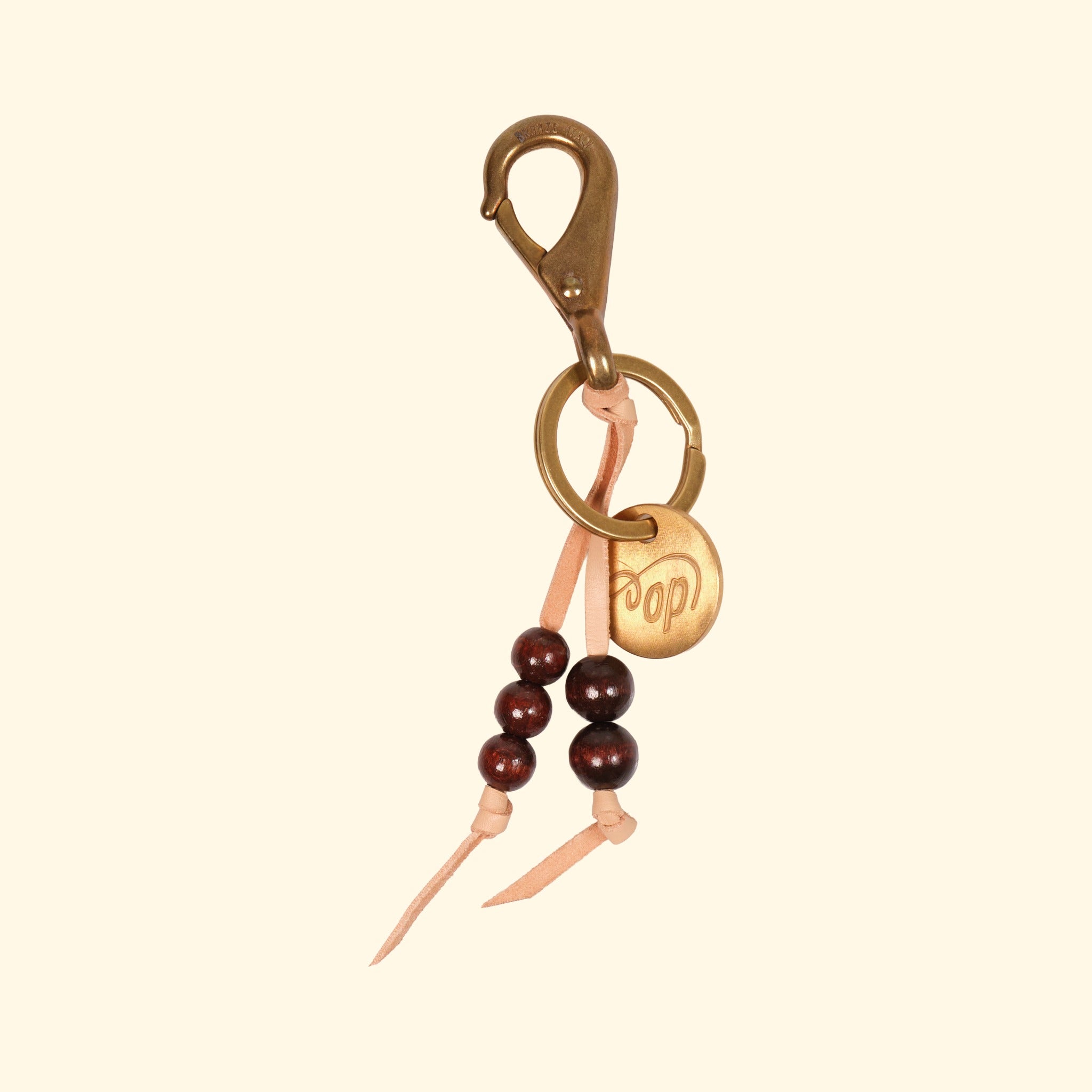 Bronze Snap Clip Schlüsselanhänger, Bronze-Karabiner mit op-Coin, längliche Ansicht