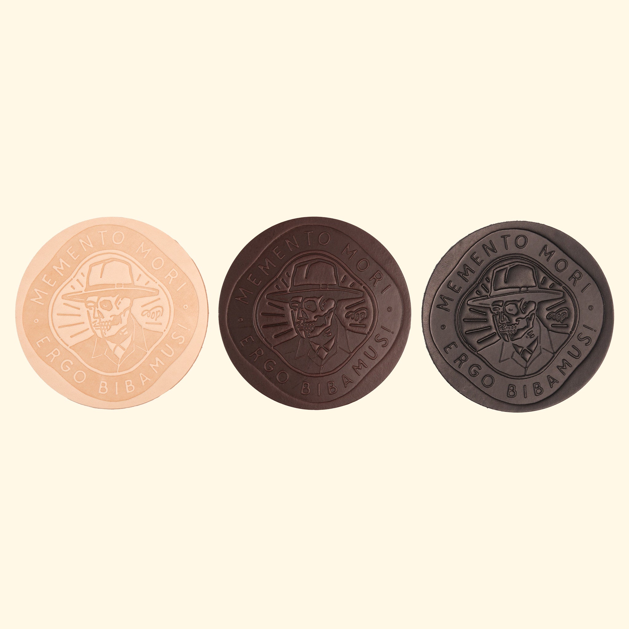 Leather Coaster MEMENTO MORI, alle Farben