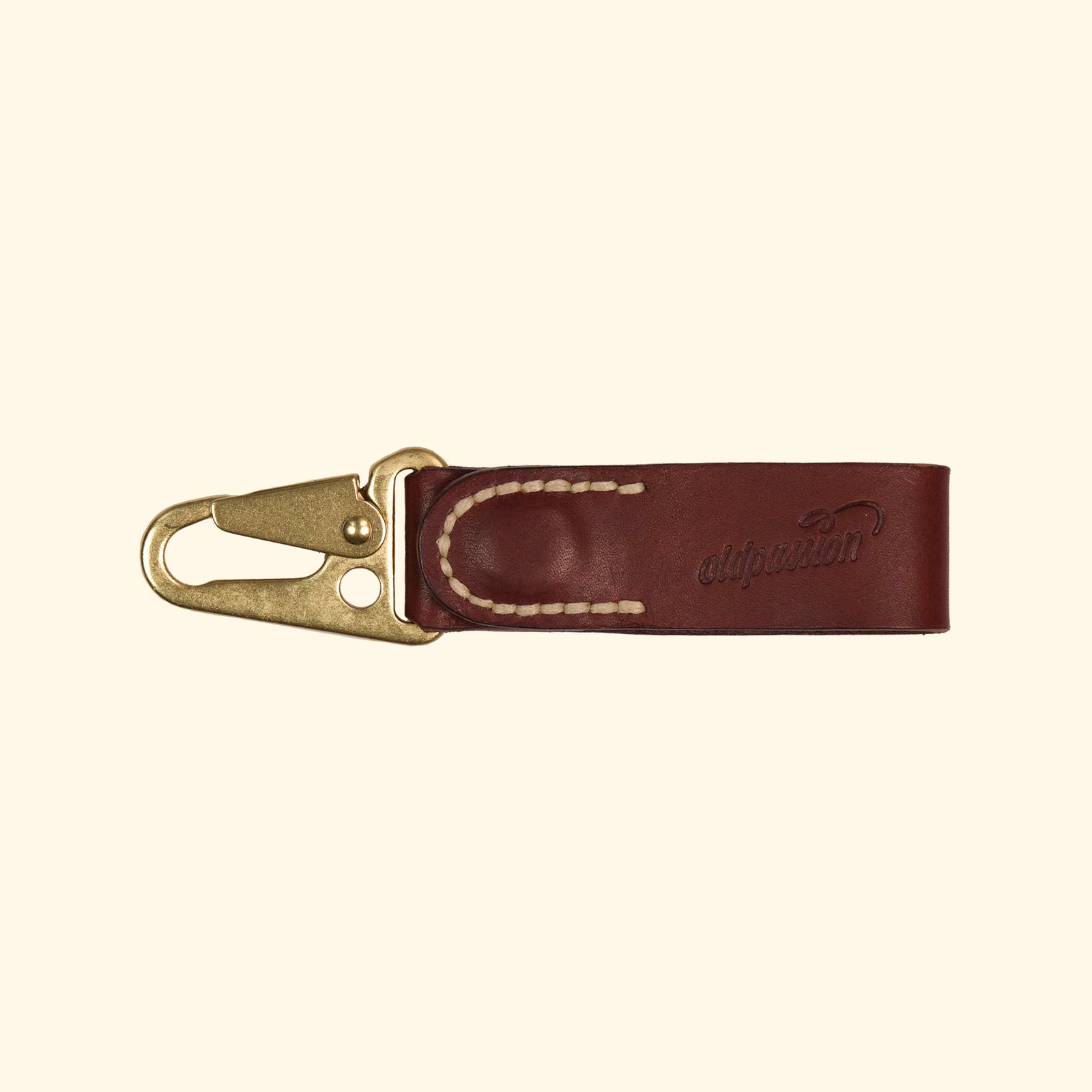 Leather-Key-Clip-aussergewöhnlicher-Schlüsselanhänger-aus-Echtleder-braun-gold-clip-vorderseite-oldpassion-from-prison-with-love