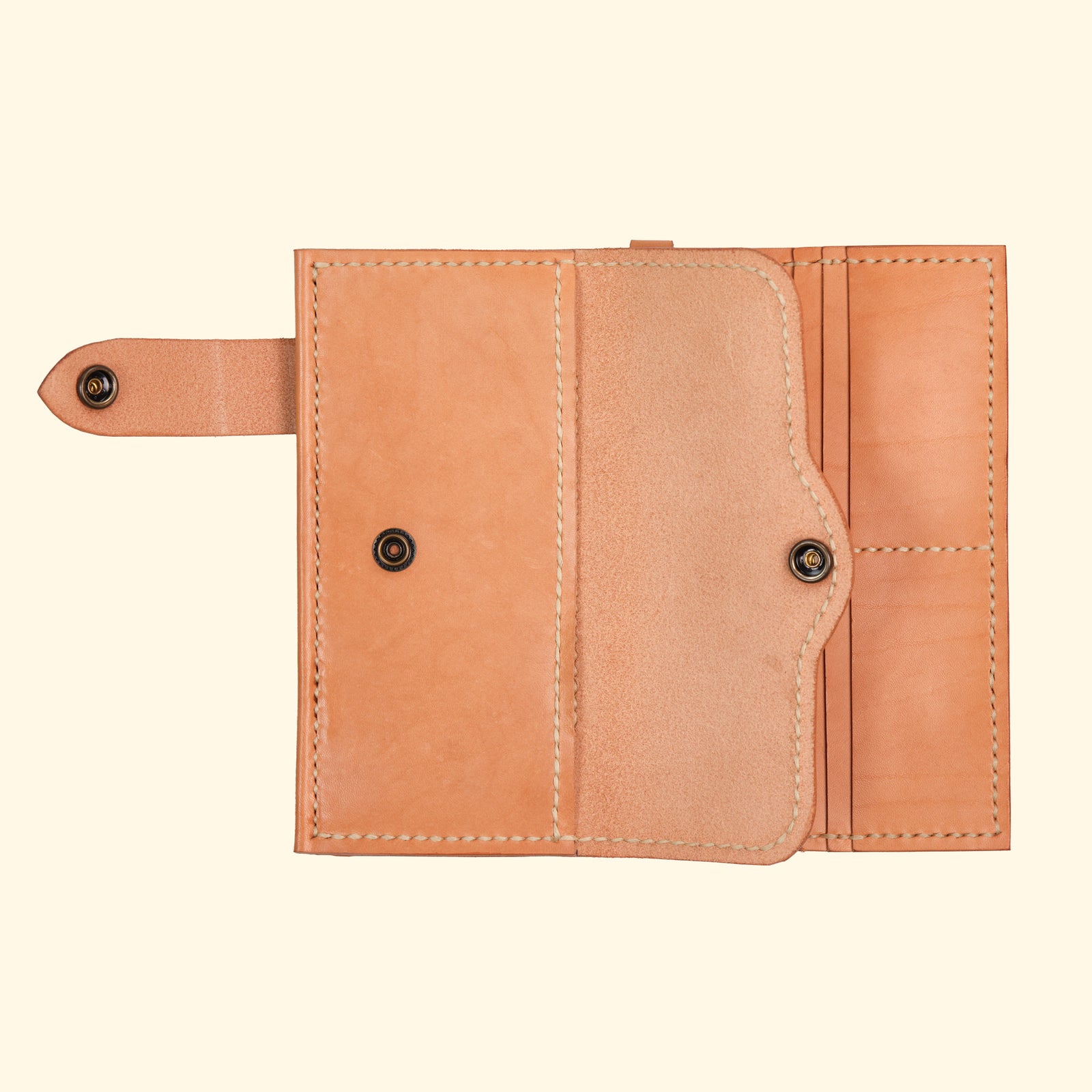 Long-Wallet-Maximum-Style-hangefertigtes-Leder-Portemonnaie-nature-vorderseite-geoeffnet-muenzfach-oldpassion-from-prison-with-love