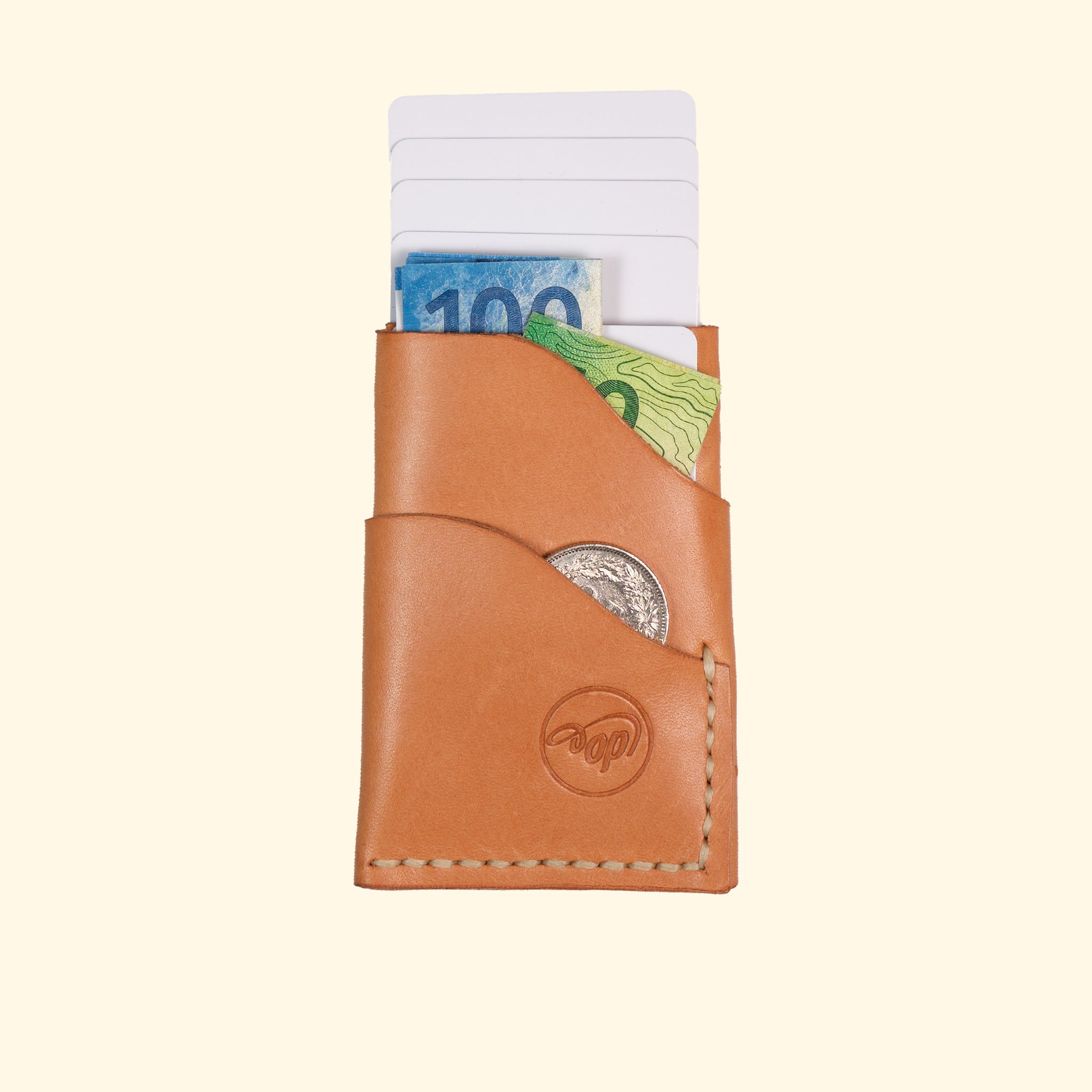 burrito minimalistisches Kartenhalter Portemonnaie aus vegetabil gegeerbtes Leder nature Vorderseite mit Kreditkarten Bargeld oldpassion from prison with love