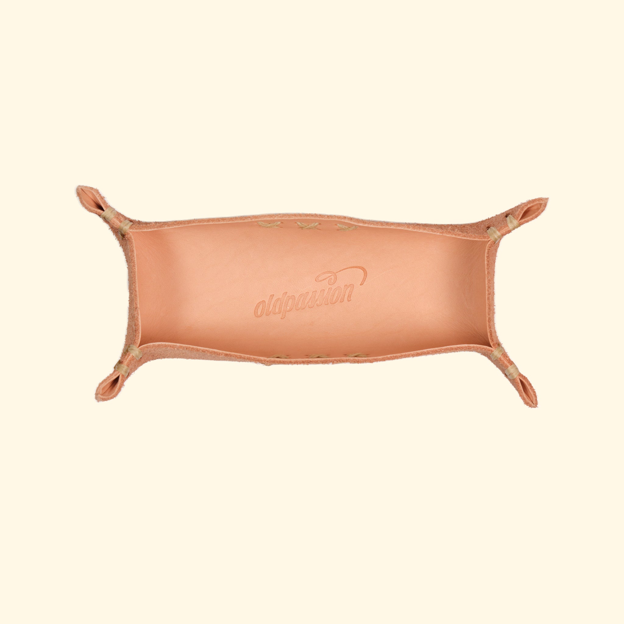 op leather tray, Vorderseite