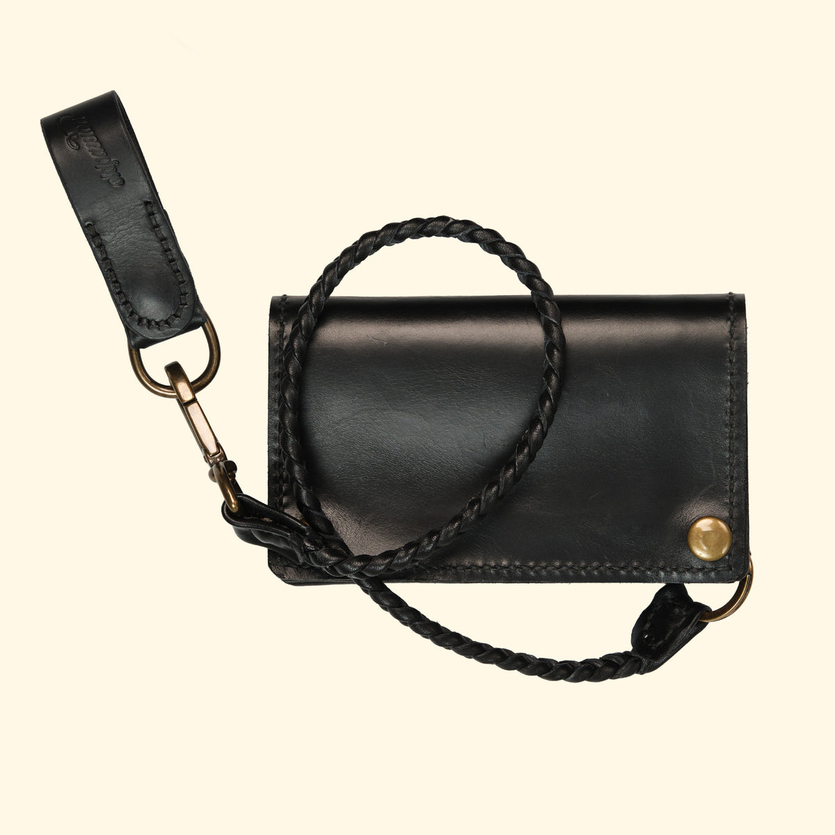 Braided-Leather-Lanyard-Geflochtenes-Schluesselband-aus-Echtleder-black-antique-mit-clip-attached-truckerwallet-black