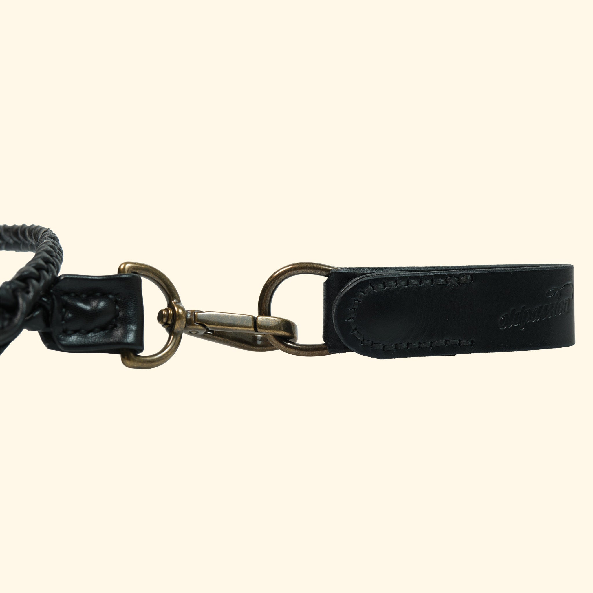 Braided Leather Lanyard, Black, Detail