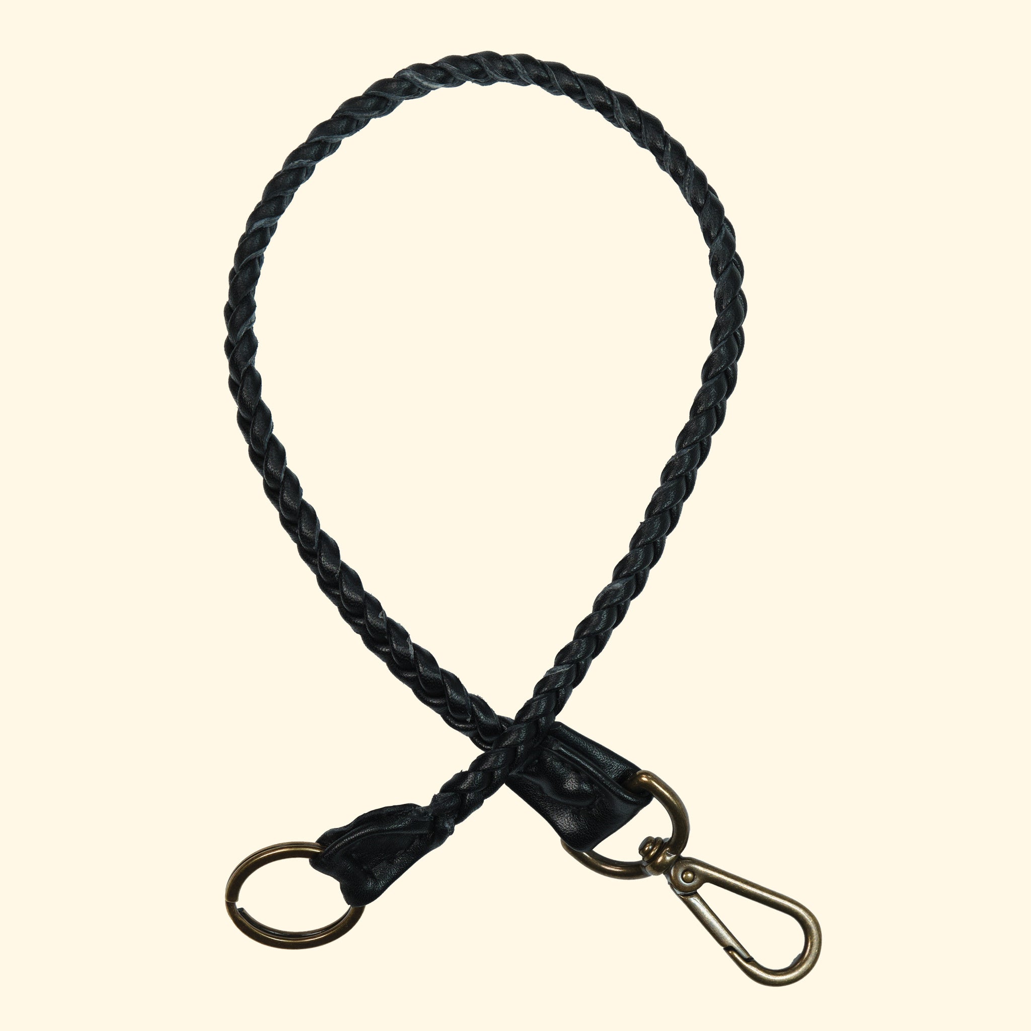Braided Leather Lanyard, Black