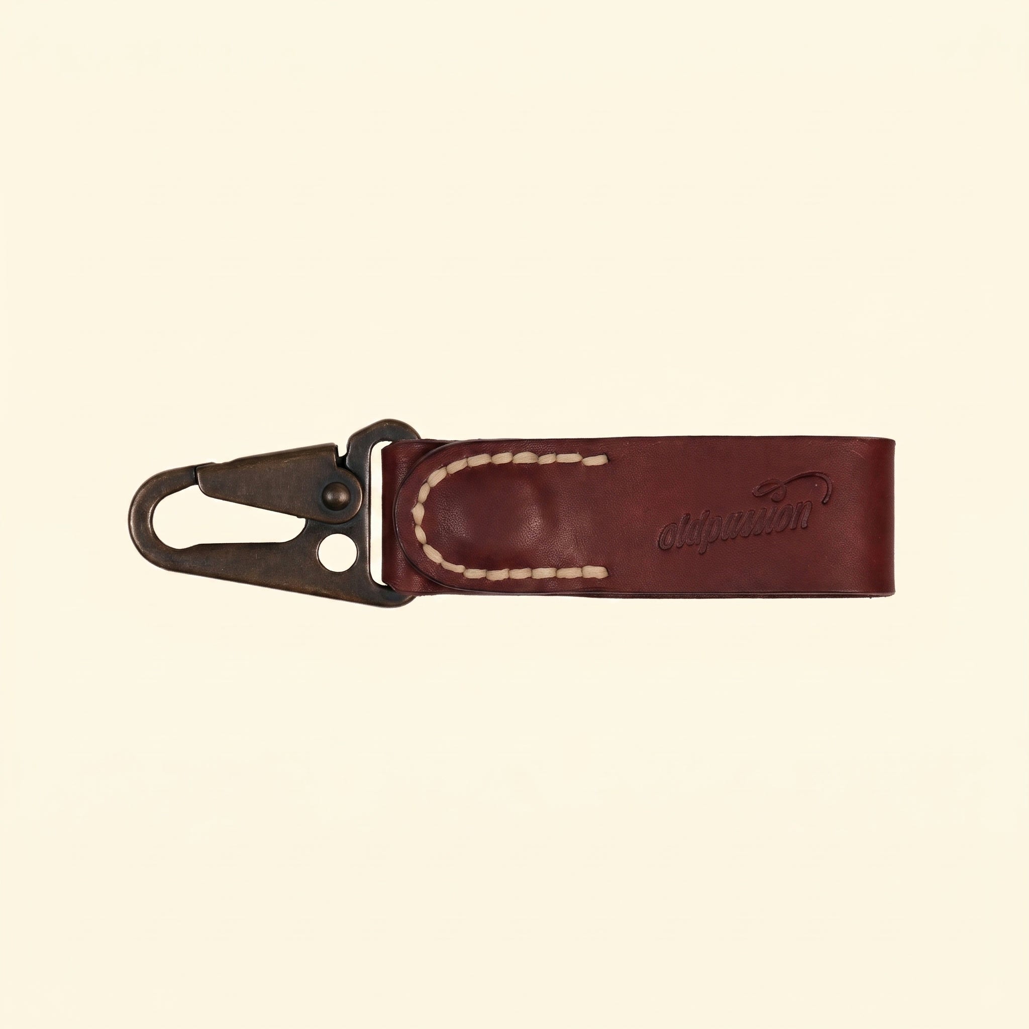 Leather Key Clip, Braun, Antique-Hardware, Vorderseite
