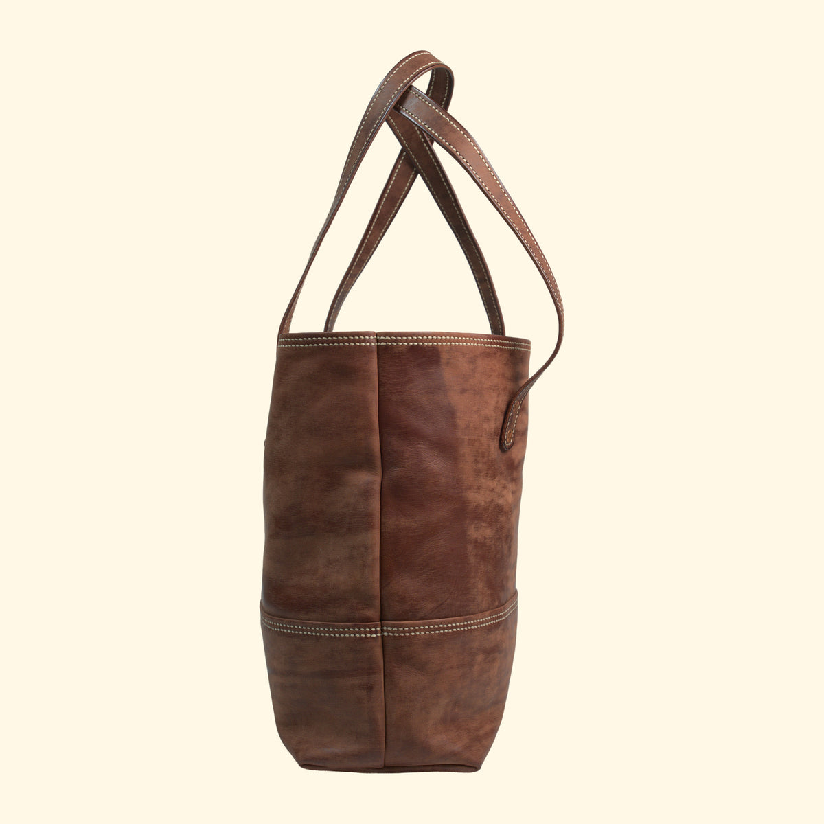Leather Tote Bag No.1, braun gesprenkelt, Seitenansicht