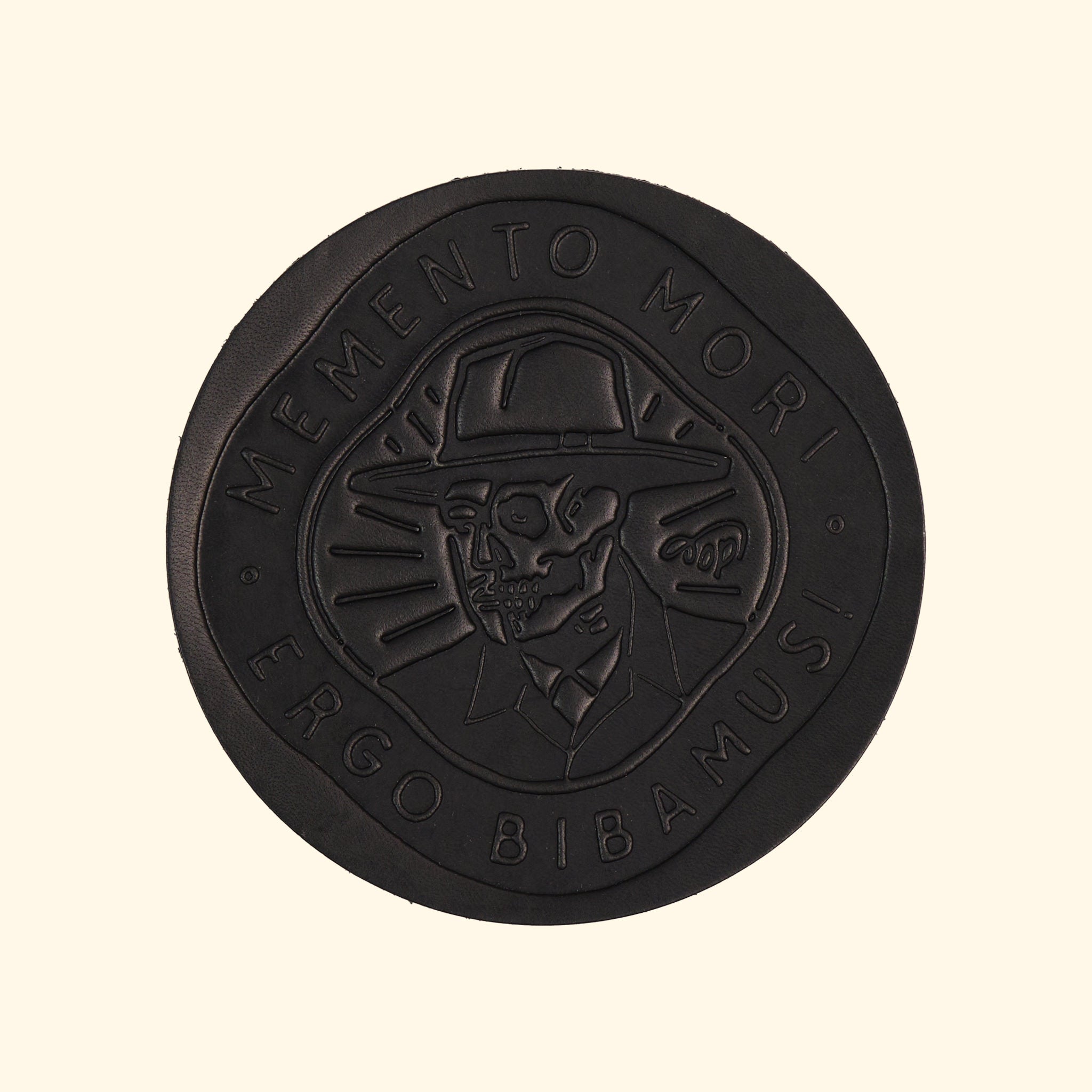 Leather Coaster MEMENTO MORI, Schwarz