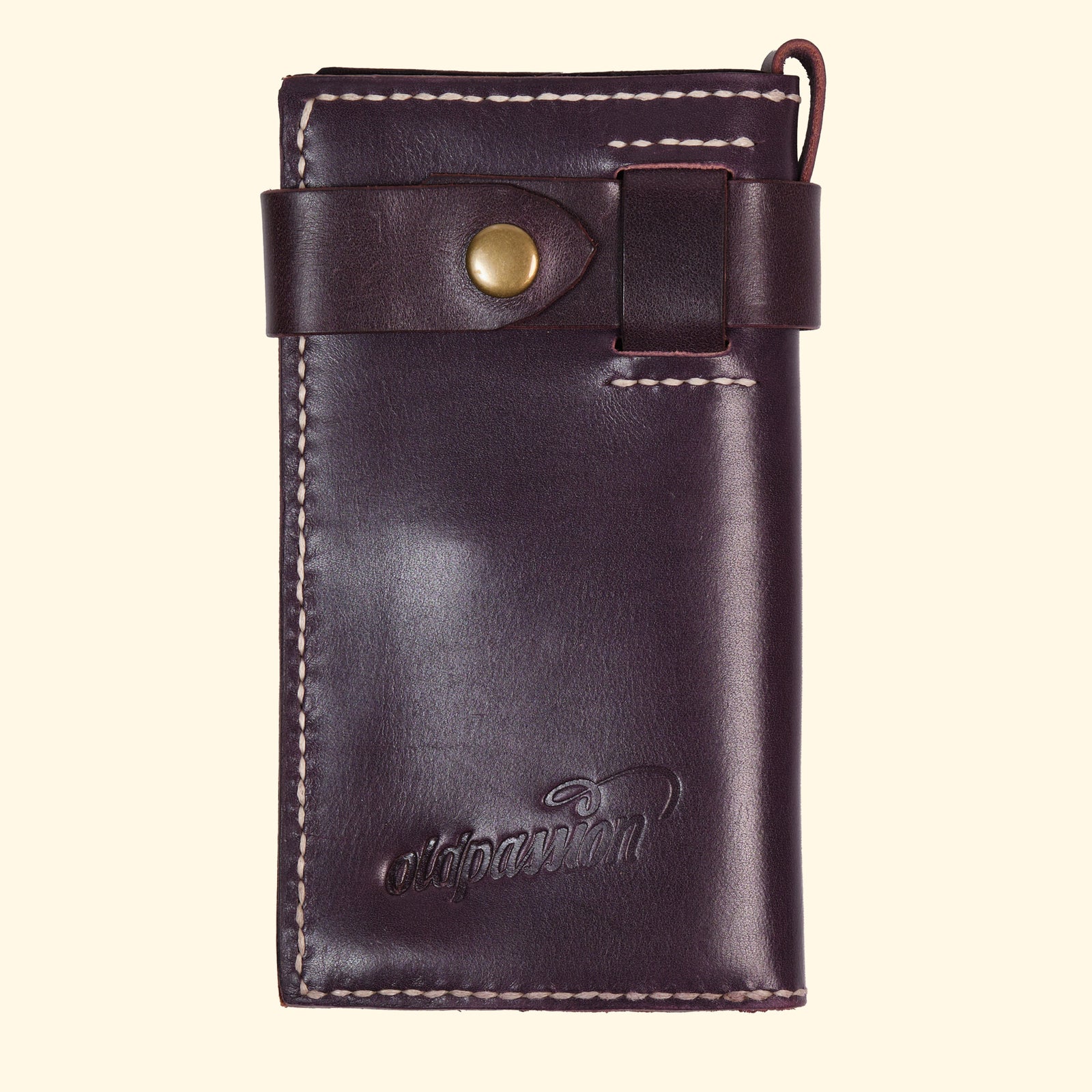 Long-Wallet-Maximum-Style-hangefertigtes-Leder-Portemonnaie-purple-vorderseite-oldpassion-from-prison-with-love