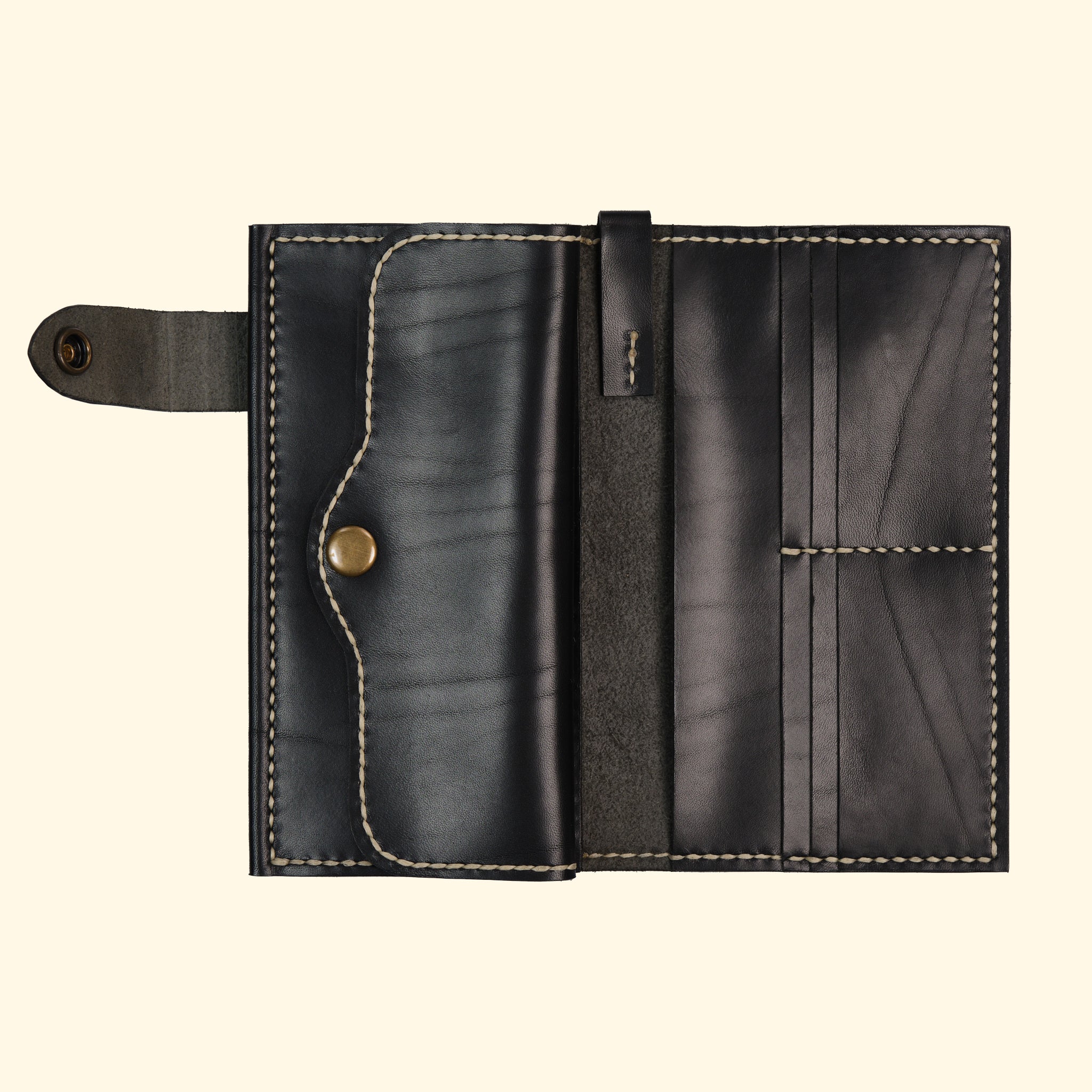 Long Wallet, Schwarz, Vorderseite, geöffnet