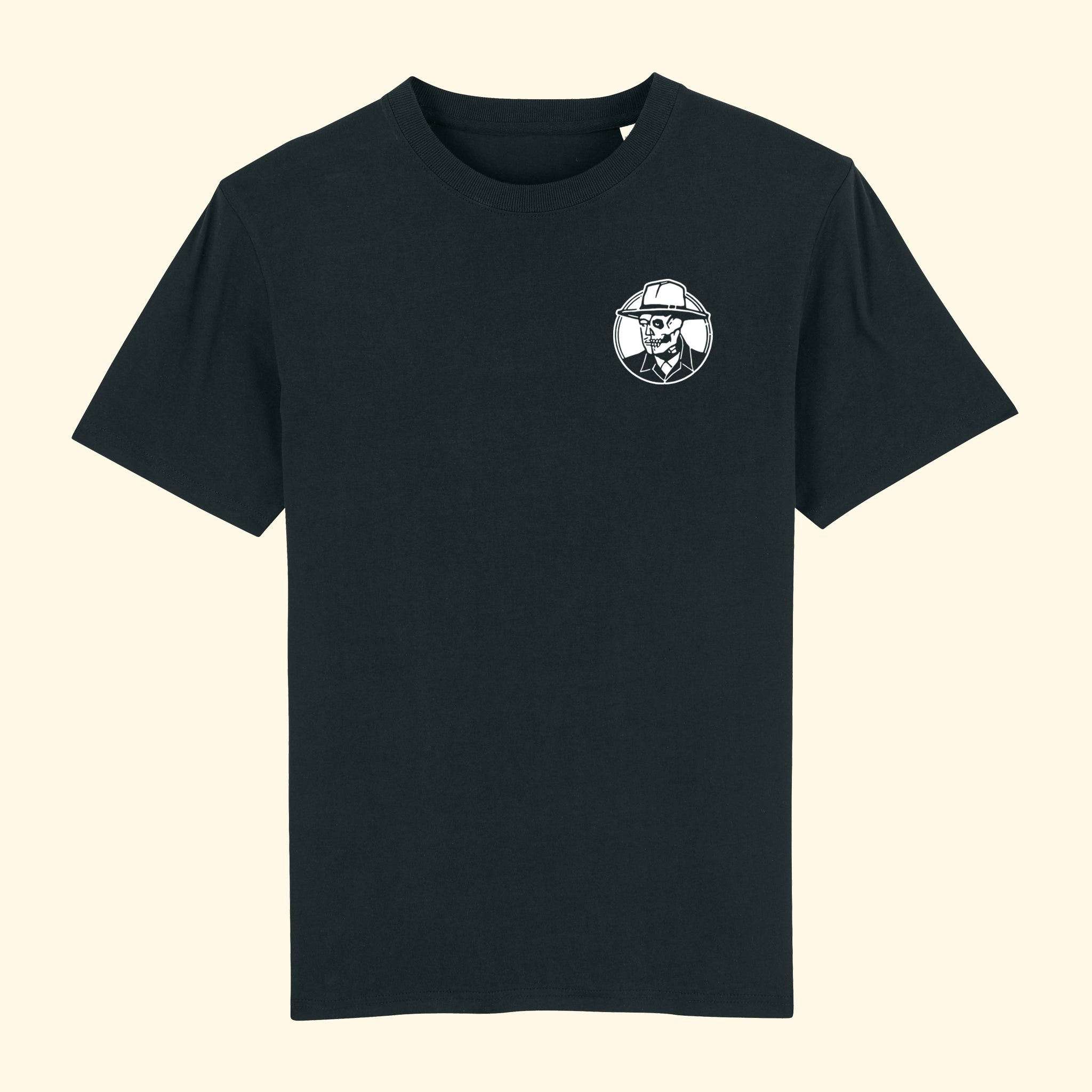«Memento-Mori / Ergo Bibamus!» T-Shirt, Schwarz, Vorderseite