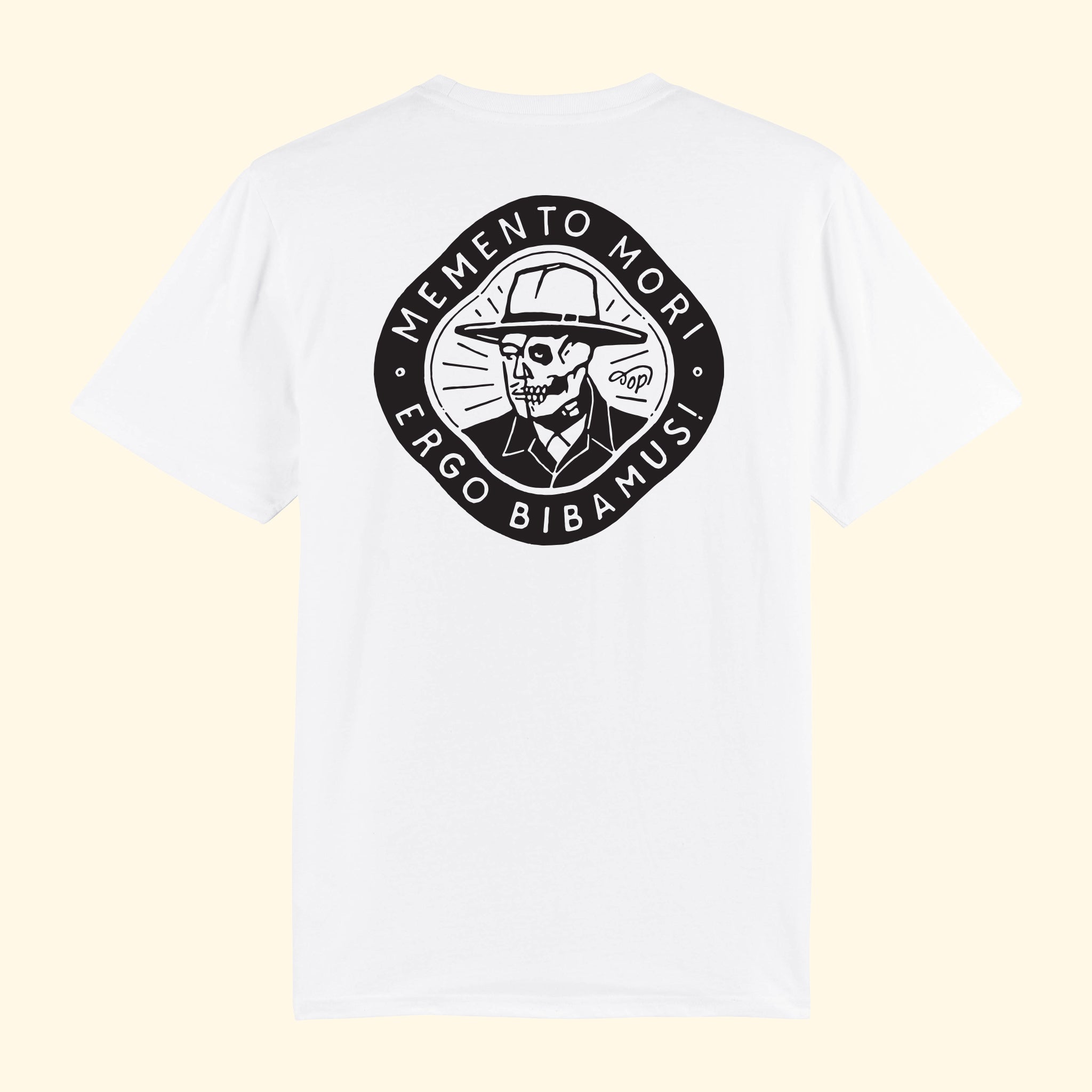 «Memento-Mori / Ergo Bibamus!» T-Shirt, Rückseite