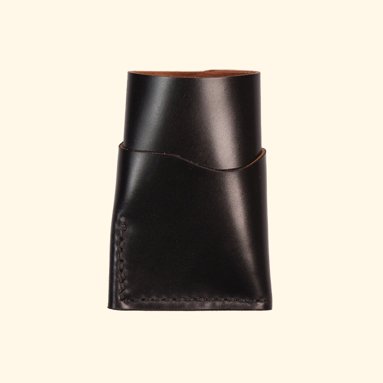 Shell Cordovan-Black-Leder-burrito-minimalistisches-Kartenhalter-Portemonnaie-Rückseite-oldpassion-from-prison-with-love