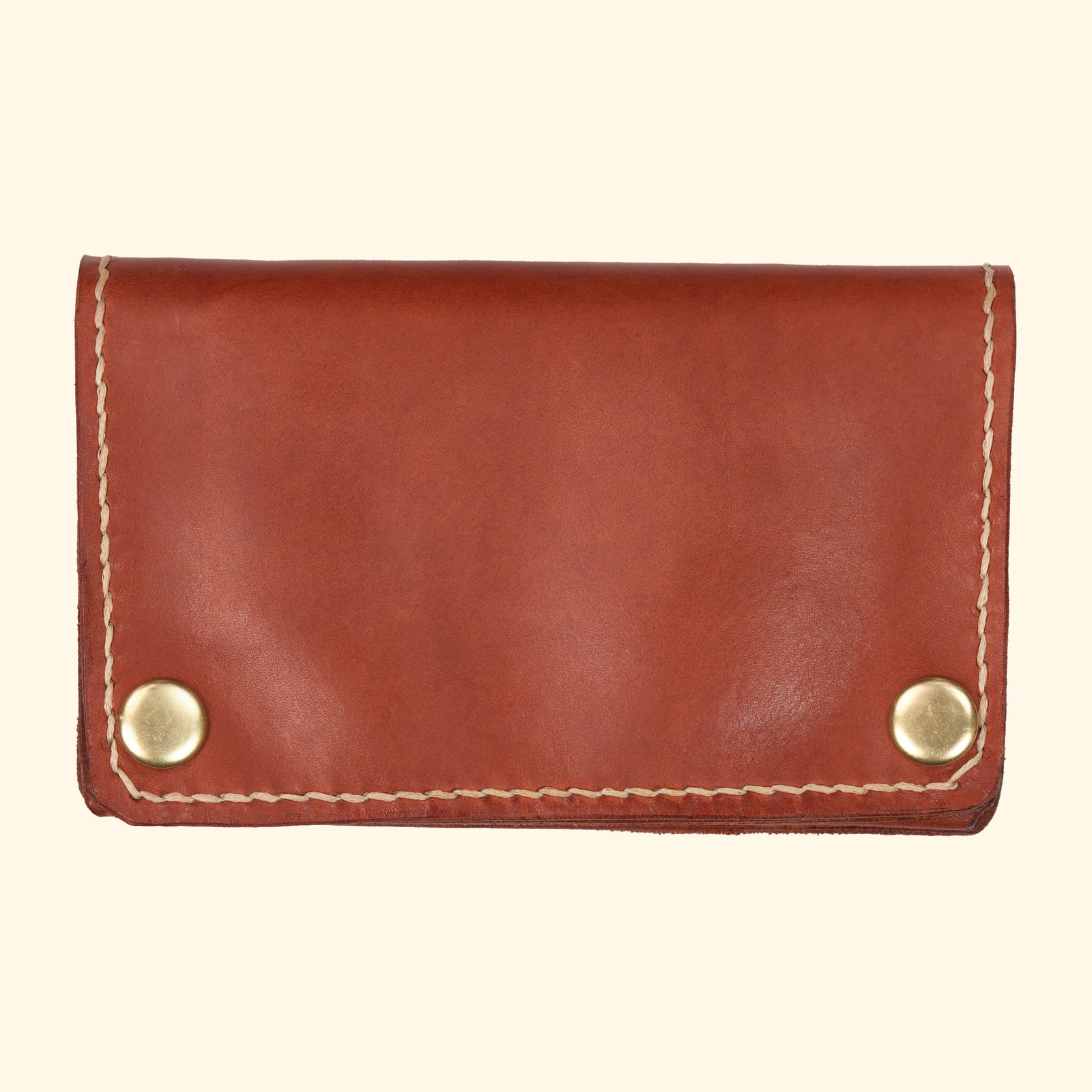 Trucker-Wallet-Extravagantes-Leder-Portemonnaie-hellbraun-Leder-gold-hardware-oldpassion-from-prison-with-love-Vorderseite