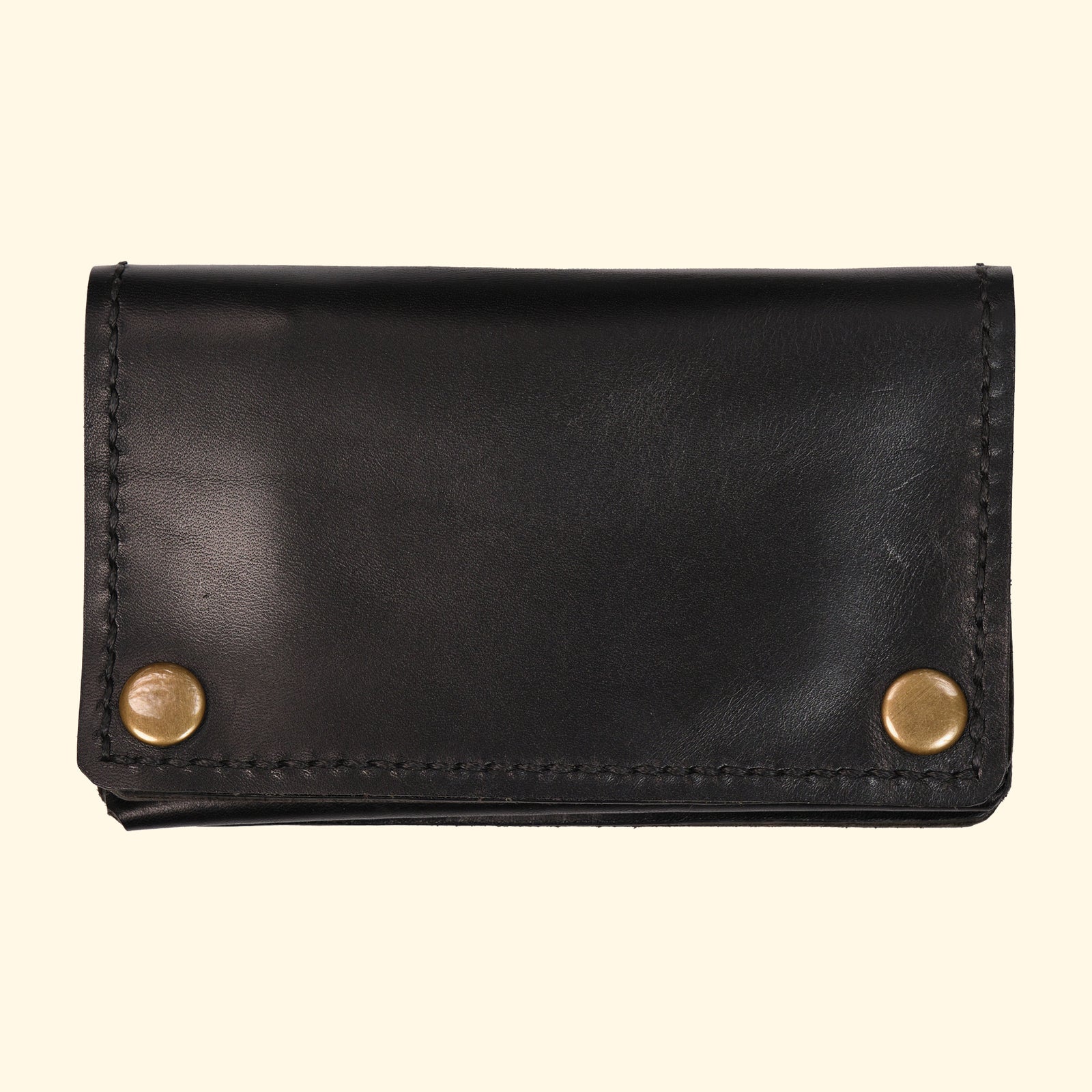 Trucker-Wallet-Extravagantes-Leder-Portemonnaie-schwarz-Leder-antique-hardware-oldpassion-from-prison-with-love-Vorderseite