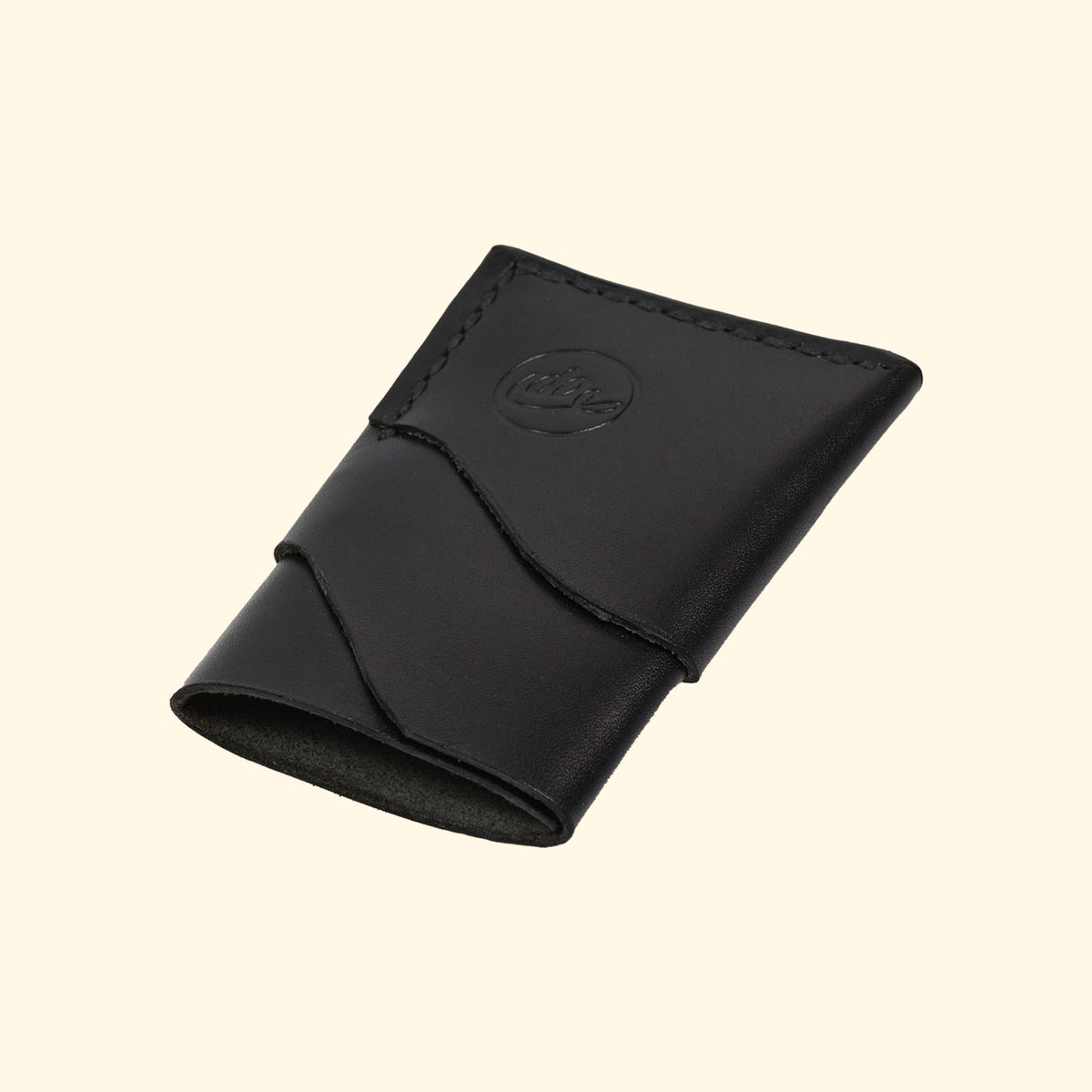 burrito minimalistisches Kartenhalter Portemonnaie aus Leder Schwarz high angle oldpassion from prison with love