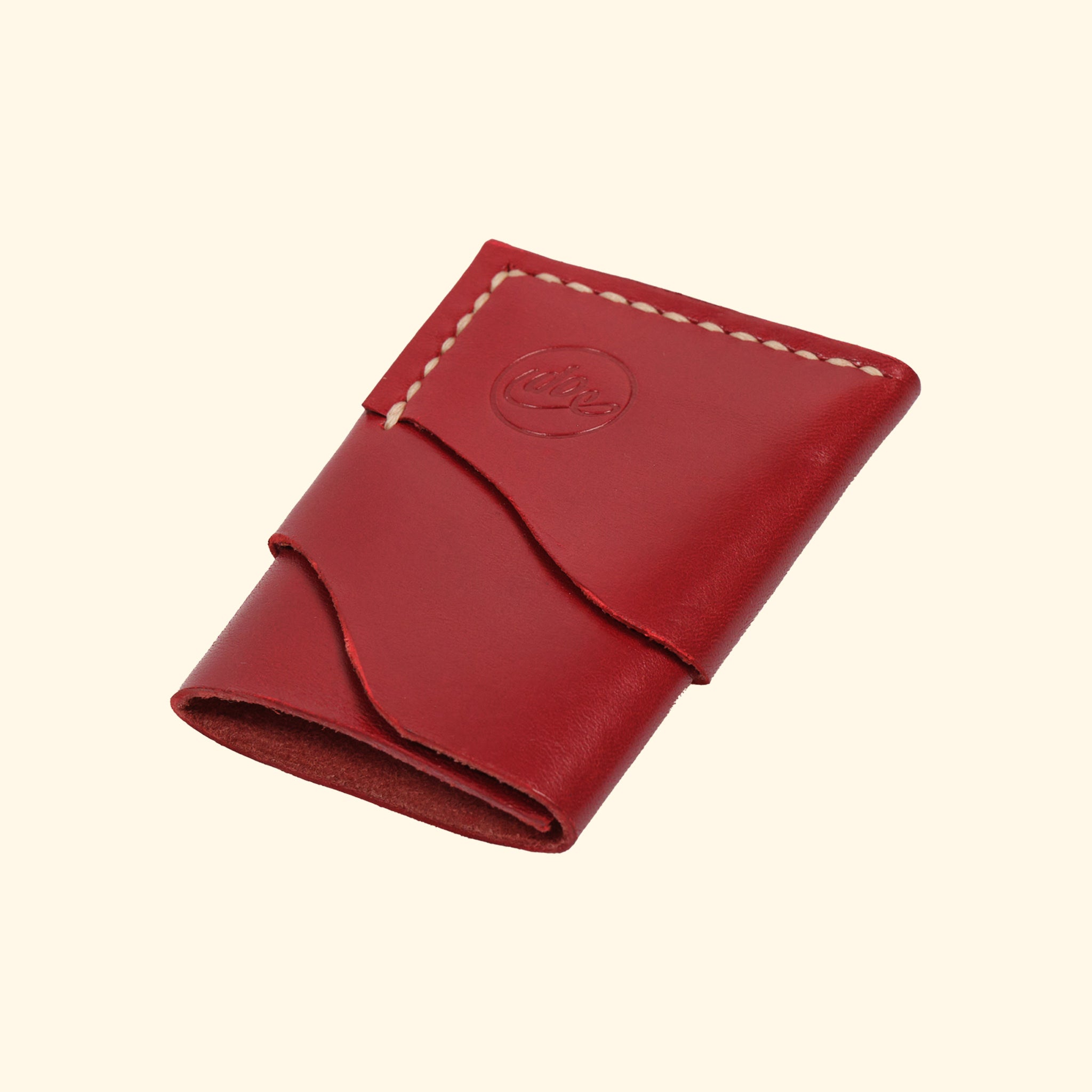 burrito minimalistisches Kartenhalter Portemonnaie aus Leder Rot high angle oldpassion from prison with love