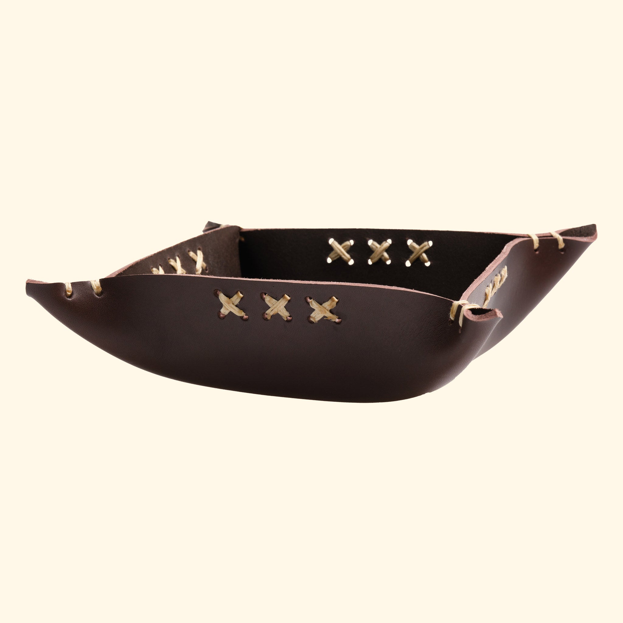 op leather tray, Dunkelbraun