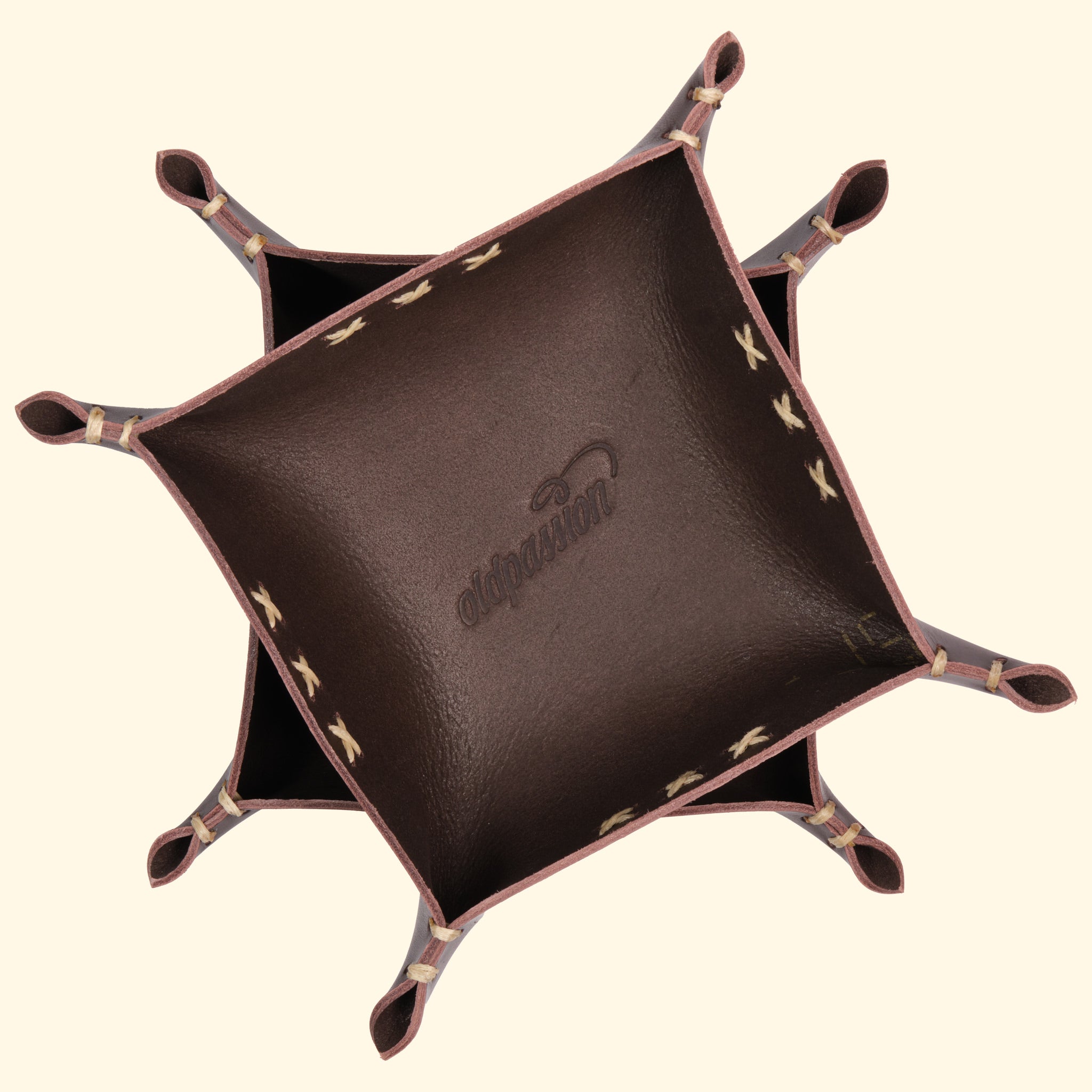 op leather tray, Dunkelbraun